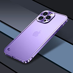 Schutzhülle Luxus Metall Rahmen und Kunststoff Schutzhülle Tasche QC1 für Apple iPhone 15 Pro Violett