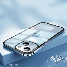 Schutzhülle Luxus Metall Rahmen und Kunststoff Schutzhülle Tasche QC2 für Apple iPhone 14 Plus Blau