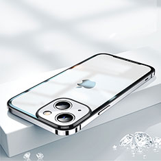 Schutzhülle Luxus Metall Rahmen und Kunststoff Schutzhülle Tasche QC2 für Apple iPhone 14 Plus Silber