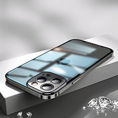 Schutzhülle Luxus Metall Rahmen und Kunststoff Schutzhülle Tasche QC2 für Apple iPhone 14 Pro Max Schwarz