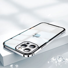 Schutzhülle Luxus Metall Rahmen und Kunststoff Schutzhülle Tasche QC2 für Apple iPhone 14 Pro Max Silber