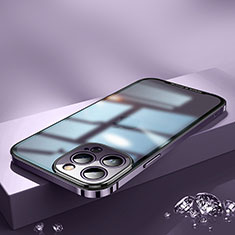 Schutzhülle Luxus Metall Rahmen und Kunststoff Schutzhülle Tasche QC2 für Apple iPhone 14 Pro Max Violett