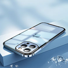 Schutzhülle Luxus Metall Rahmen und Kunststoff Schutzhülle Tasche QC2 für Apple iPhone 15 Pro Blau