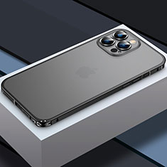 Schutzhülle Luxus Metall Rahmen und Kunststoff Schutzhülle Tasche QC3 für Apple iPhone 13 Pro Schwarz