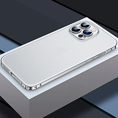 Schutzhülle Luxus Metall Rahmen und Kunststoff Schutzhülle Tasche QC3 für Apple iPhone 13 Pro Silber