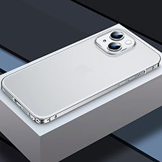 Schutzhülle Luxus Metall Rahmen und Kunststoff Schutzhülle Tasche QC3 für Apple iPhone 13 Silber
