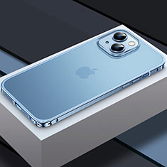 Schutzhülle Luxus Metall Rahmen und Kunststoff Schutzhülle Tasche QC3 für Apple iPhone 14 Plus Blau