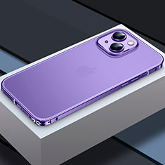 Schutzhülle Luxus Metall Rahmen und Kunststoff Schutzhülle Tasche QC3 für Apple iPhone 14 Plus Violett
