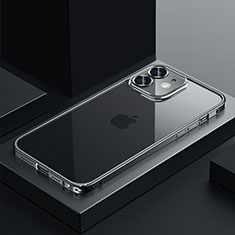 Schutzhülle Luxus Metall Rahmen und Kunststoff Schutzhülle Tasche QC4 für Apple iPhone 12 Schwarz