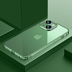 Schutzhülle Luxus Metall Rahmen und Kunststoff Schutzhülle Tasche QC4 für Apple iPhone 13 Grün