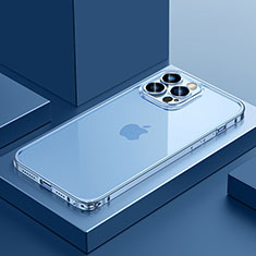 Schutzhülle Luxus Metall Rahmen und Kunststoff Schutzhülle Tasche QC4 für Apple iPhone 13 Pro Blau