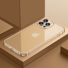 Schutzhülle Luxus Metall Rahmen und Kunststoff Schutzhülle Tasche QC4 für Apple iPhone 13 Pro Gold