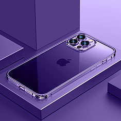 Schutzhülle Luxus Metall Rahmen und Kunststoff Schutzhülle Tasche QC4 für Apple iPhone 13 Pro Violett