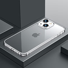 Schutzhülle Luxus Metall Rahmen und Kunststoff Schutzhülle Tasche QC4 für Apple iPhone 13 Silber