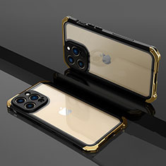 Schutzhülle Luxus Metall Rahmen und Kunststoff Schutzhülle Tasche SQ1 für Apple iPhone 13 Pro Gold