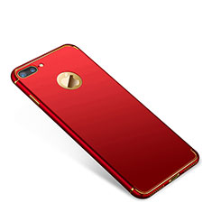 Schutzhülle Luxus Metall Rahmen und Kunststoff Schutzhülle Tasche T01 für Apple iPhone 8 Plus Rot