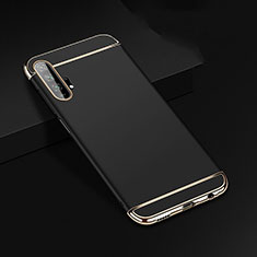 Schutzhülle Luxus Metall Rahmen und Kunststoff Schutzhülle Tasche T01 für Huawei Honor 20 Pro Schwarz