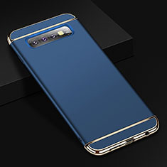 Schutzhülle Luxus Metall Rahmen und Kunststoff Schutzhülle Tasche T01 für Samsung Galaxy S10 5G Blau