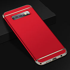 Schutzhülle Luxus Metall Rahmen und Kunststoff Schutzhülle Tasche T01 für Samsung Galaxy S10 5G Rot