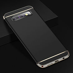 Schutzhülle Luxus Metall Rahmen und Kunststoff Schutzhülle Tasche T01 für Samsung Galaxy S10 Plus Schwarz