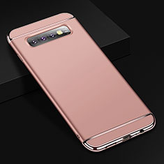 Schutzhülle Luxus Metall Rahmen und Kunststoff Schutzhülle Tasche T01 für Samsung Galaxy S10 Rosegold