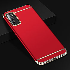 Schutzhülle Luxus Metall Rahmen und Kunststoff Schutzhülle Tasche T02 für Oppo A91 Rot