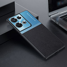 Schutzhülle Luxus Metall Rahmen und Silikon Schutzhülle Hartschalen Tasche für Oppo Reno9 Pro+ Plus 5G Blau