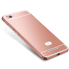 Schutzhülle Luxus Metall Rahmen und Silikon Schutzhülle Tasche M01 für Xiaomi Mi 4C Rosegold