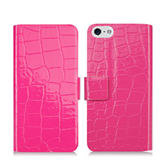 Schutzhülle Stand Tasche Leder Krokodil für Apple iPhone 5 Pink