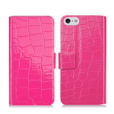 Schutzhülle Stand Tasche Leder Krokodil für Apple iPhone 5S Pink