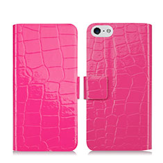Schutzhülle Stand Tasche Leder Krokodil für Apple iPhone SE Pink