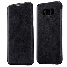 Schutzhülle Stand Tasche Leder L01 für Samsung Galaxy S8 Schwarz