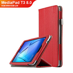 Schutzhülle Stand Tasche Leder L02 für Huawei MediaPad T3 8.0 KOB-W09 KOB-L09 Rot