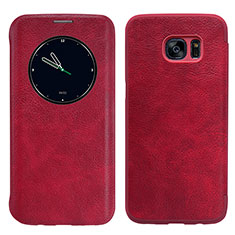 Schutzhülle Stand Tasche Leder L02 für Samsung Galaxy S7 Edge G935F Rot