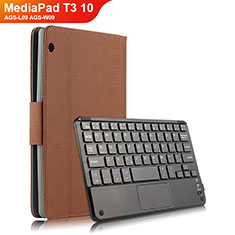 Schutzhülle Stand Tasche Leder mit Tastatur für Huawei MediaPad T3 10 AGS-L09 AGS-W09 Braun