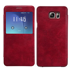 Schutzhülle Stand Tasche Leder U01 für Samsung Galaxy S7 Edge G935F Rot