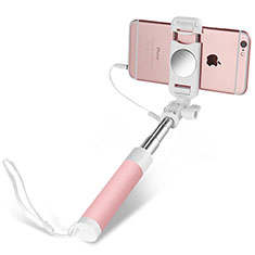 Selfie Stick Stange Verdrahtet Teleskop Universal S02 für Motorola Moto One Zoom Rosa