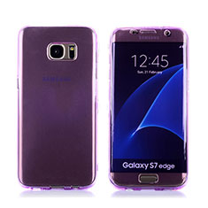 Silikon Hülle Flip Schutzhülle Durchsichtig Transparent Tasche für Samsung Galaxy S7 Edge G935F Violett