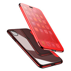 Silikon Hülle Handyhülle Flip Schutzhülle Durchsichtig Transparent für Apple iPhone Xs Max Rot