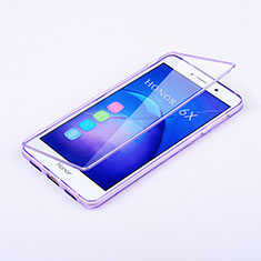 Silikon Hülle Handyhülle Flip Schutzhülle Durchsichtig Transparent für Huawei Honor 6X Pro Violett