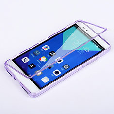 Silikon Hülle Handyhülle Flip Schutzhülle Durchsichtig Transparent für Huawei Honor 7 Dual SIM Violett
