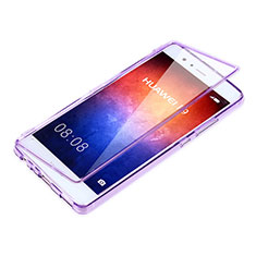 Silikon Hülle Handyhülle Flip Schutzhülle Durchsichtig Transparent für Huawei P9 Plus Violett