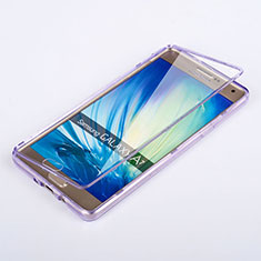 Silikon Hülle Handyhülle Flip Schutzhülle Durchsichtig Transparent für Samsung Galaxy A7 Duos SM-A700F A700FD Violett