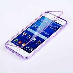 Silikon Hülle Handyhülle Flip Schutzhülle Durchsichtig Transparent für Samsung Galaxy Grand Prime SM-G530H Violett