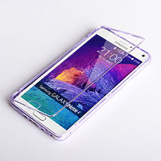 Silikon Hülle Handyhülle Flip Schutzhülle Durchsichtig Transparent für Samsung Galaxy Note 4 Duos N9100 Dual SIM Violett