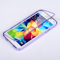 Silikon Hülle Handyhülle Flip Schutzhülle Durchsichtig Transparent für Samsung Galaxy S5 Duos Plus Violett