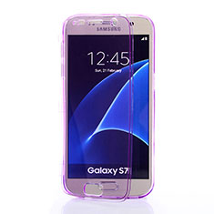 Silikon Hülle Handyhülle Flip Schutzhülle Durchsichtig Transparent für Samsung Galaxy S7 G930F G930FD Violett