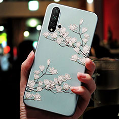 Silikon Hülle Handyhülle Gummi Schutzhülle Blumen für Huawei Honor 20 Cyan