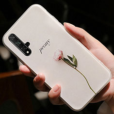 Silikon Hülle Handyhülle Gummi Schutzhülle Blumen für Huawei Nova 5T Rosa