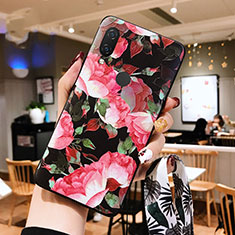 Silikon Hülle Handyhülle Gummi Schutzhülle Blumen für Huawei P20 Lite Rot